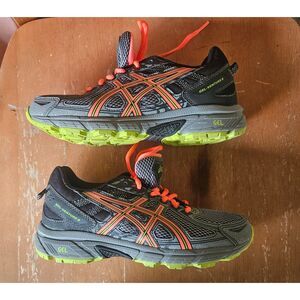 ASICS Women’s Trail Running Shoes - Dark Grey / Orange & Neon Green - Size 6
